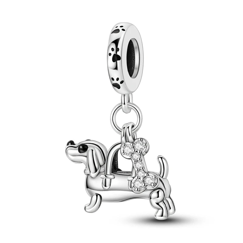 925 Sterling Silver Cute Cat Charm Beads | Paw Print Pendant for Original DIY Bracelets & Women’s Jewelry Gift