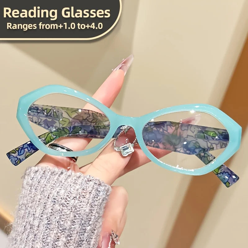 New Elegant Polygon Reading Glasses – Blue Light Blocking Farsight Presbyopia Goggles +1.0 to +4.0