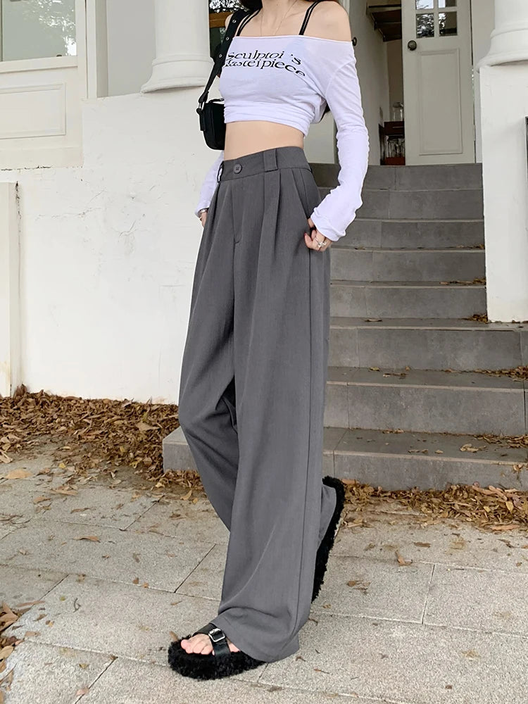 High Waist Loose Pants Women – Summer 2025 Retro Casual Drapey Versatile Trousers