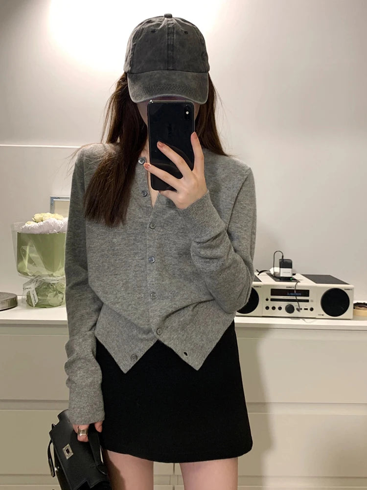 Elegant Knitted Open Cardigan for Women | Slim Fit V-Neck Korean Style Sweater 2025