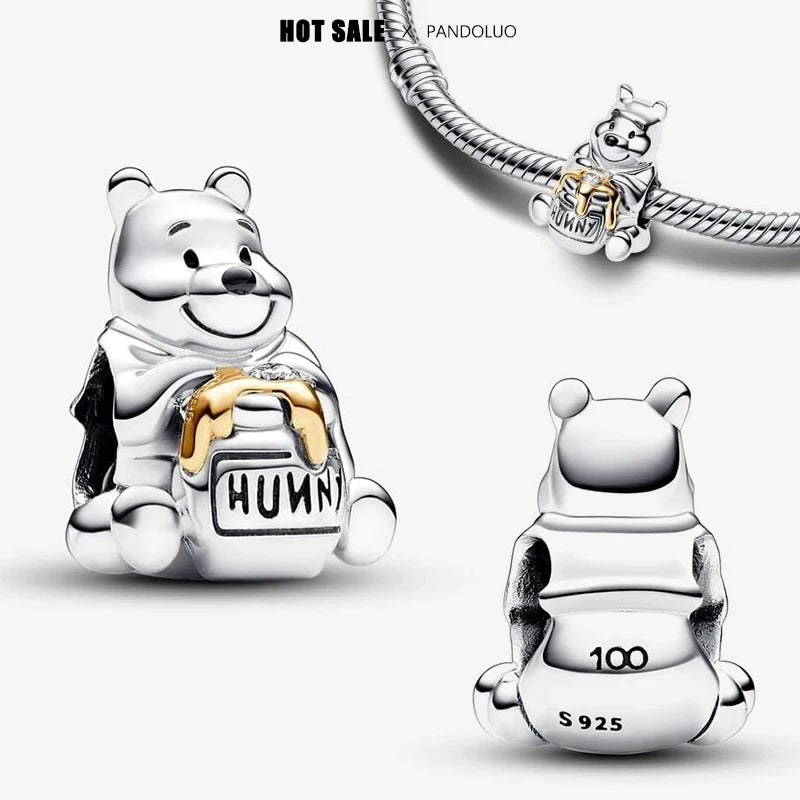 Hot Sale New Disney Cartoon Animal 925 Sterling Silver Lilo & Stitch Charm Bead Bracelet