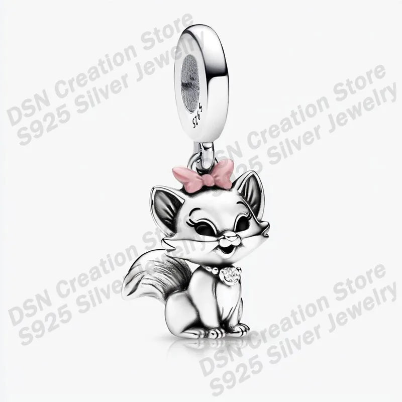 925 Sterling Silver Disney Charms | Stitch, Mickey & Cheshire Cat Beads for Original Bracelet Halloween Jewelry Gift