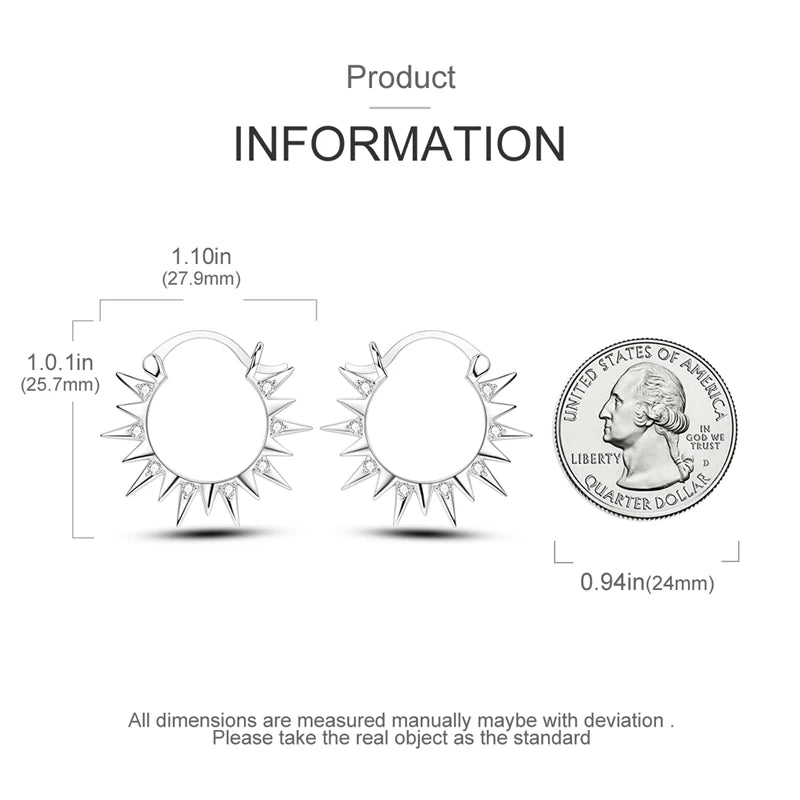 925 Sterling Silver Shining Sun Earrings for Women | Pave CZ Luxury Fashion Jewelry Gift for Anniversary & Engagement