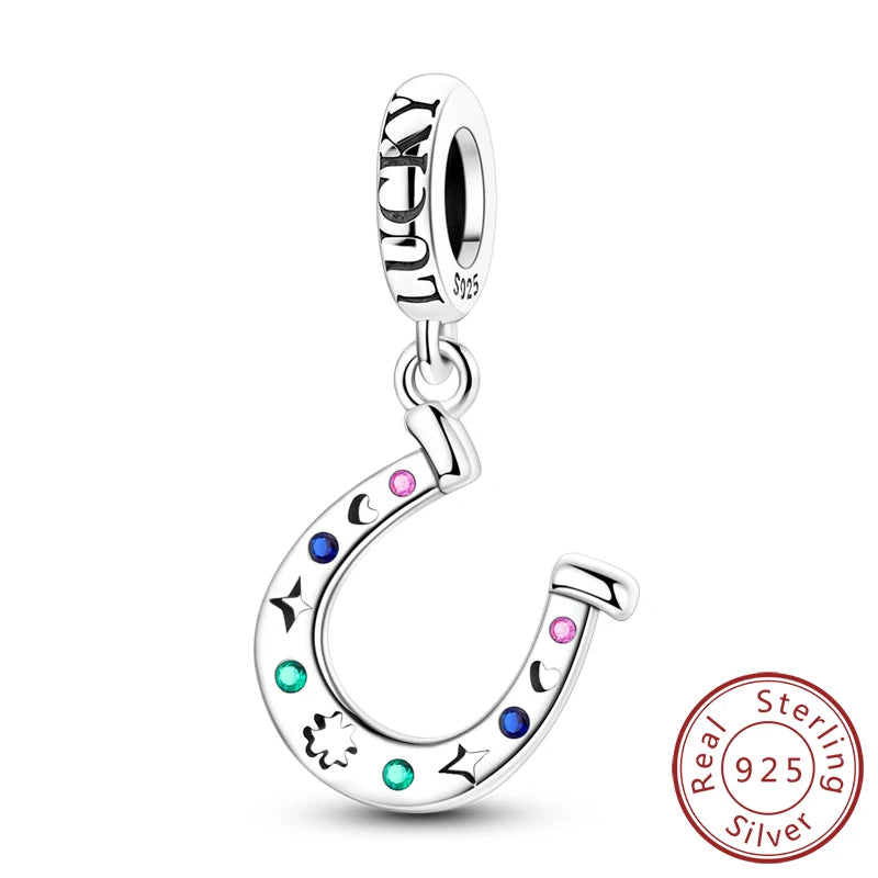 New 925 Sterling Silver Animal & Symbol Charms Beads – Capybara, Firefly, Puppy, Cat, Horseshoe Pendants Fit Bracelets & Bangles