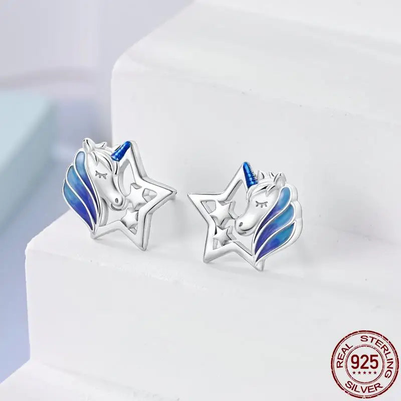 925 Sterling Silver Star Moon Unicorn Earrings | Pave CZ Women’s Fashion & Anniversary Jewelry