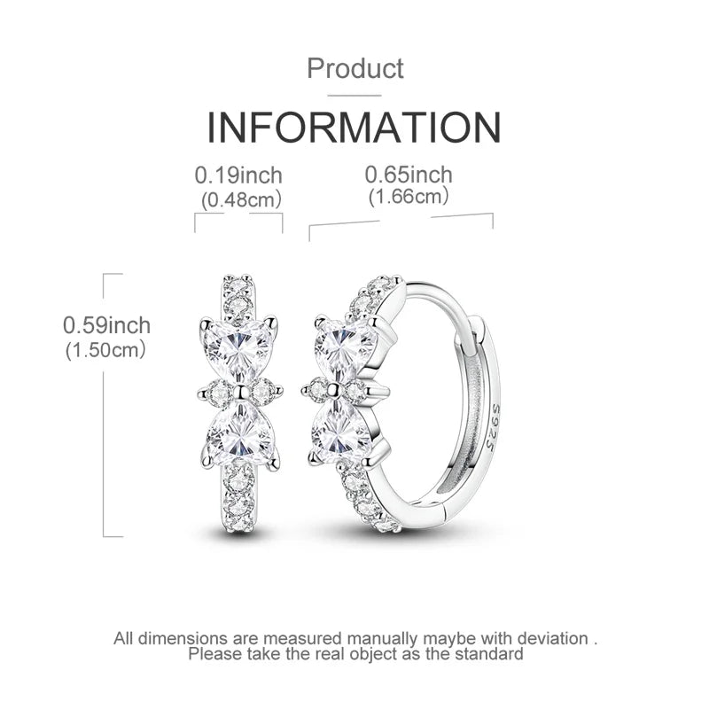 New Original 925 Sterling Silver Sweetheart Bow & Crab Ocean Earrings | Donut Zircon Round Design Women’s Fine Jewelry