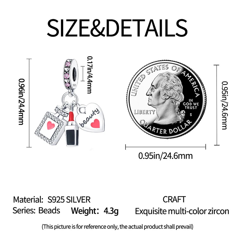 925 Sterling Silver Western Cowboy Boots Charm Bead | Hobby Series Pendant for Bracelet DIY Jewelry Gift