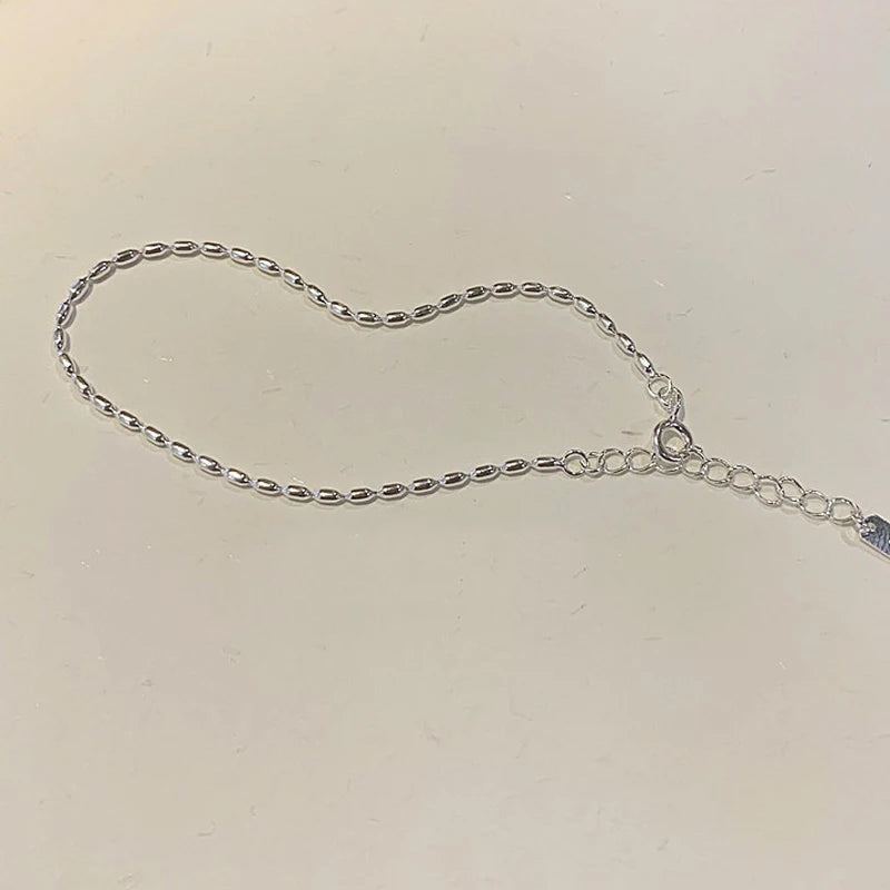 S925 Sterling Silver Beaded Choker Necklace – Simple Shiny Collarbone Chain for Girls & Women Wedding Gift Jewelry