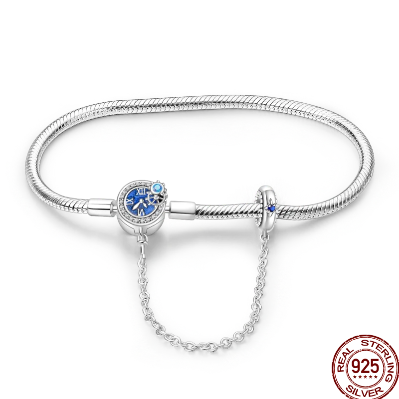 925 Sterling Silver Rainbow Leather Braided Bracelet | Eternal Love Stars & Moon Charm – DIY Women’s Beaded Jewelry Gift