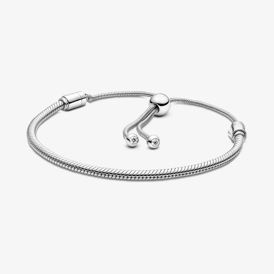100% 925 Sterling Silver Adjustable Snake Bone Chain Charm Bracelet for Women | Original DIY Jewelry