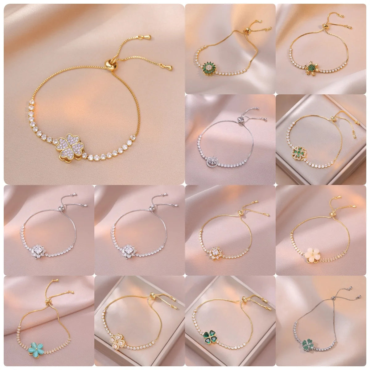 Multicolor Heart Charm Bracelet 💖 Titanium Steel Rhinestone Jewelry