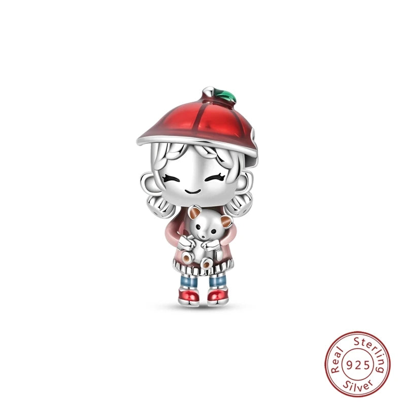 925 Sterling Silver Animal & Love Charms | Cat, Elephant, Bear, Swan & Easter Egg Beads Fit Original 3mm Bracelets DIY Jewelry