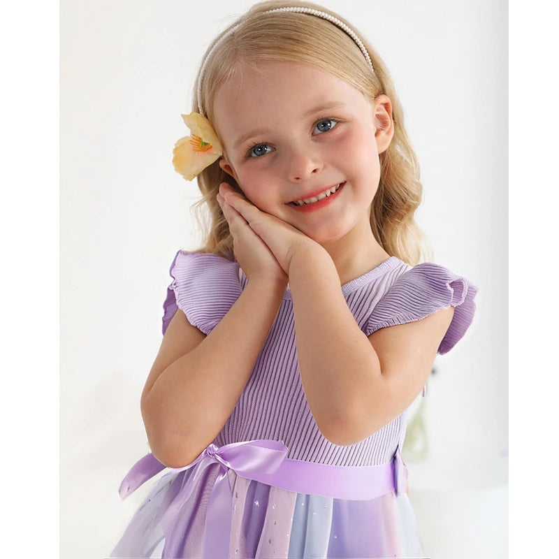 ✨ Hello Kitty Girls Sequins Dress 🎀 Rainbow Tulle Princess Dress 🌈 Toddler Birthday Party Outfit 👧 Ages 1–5 Years