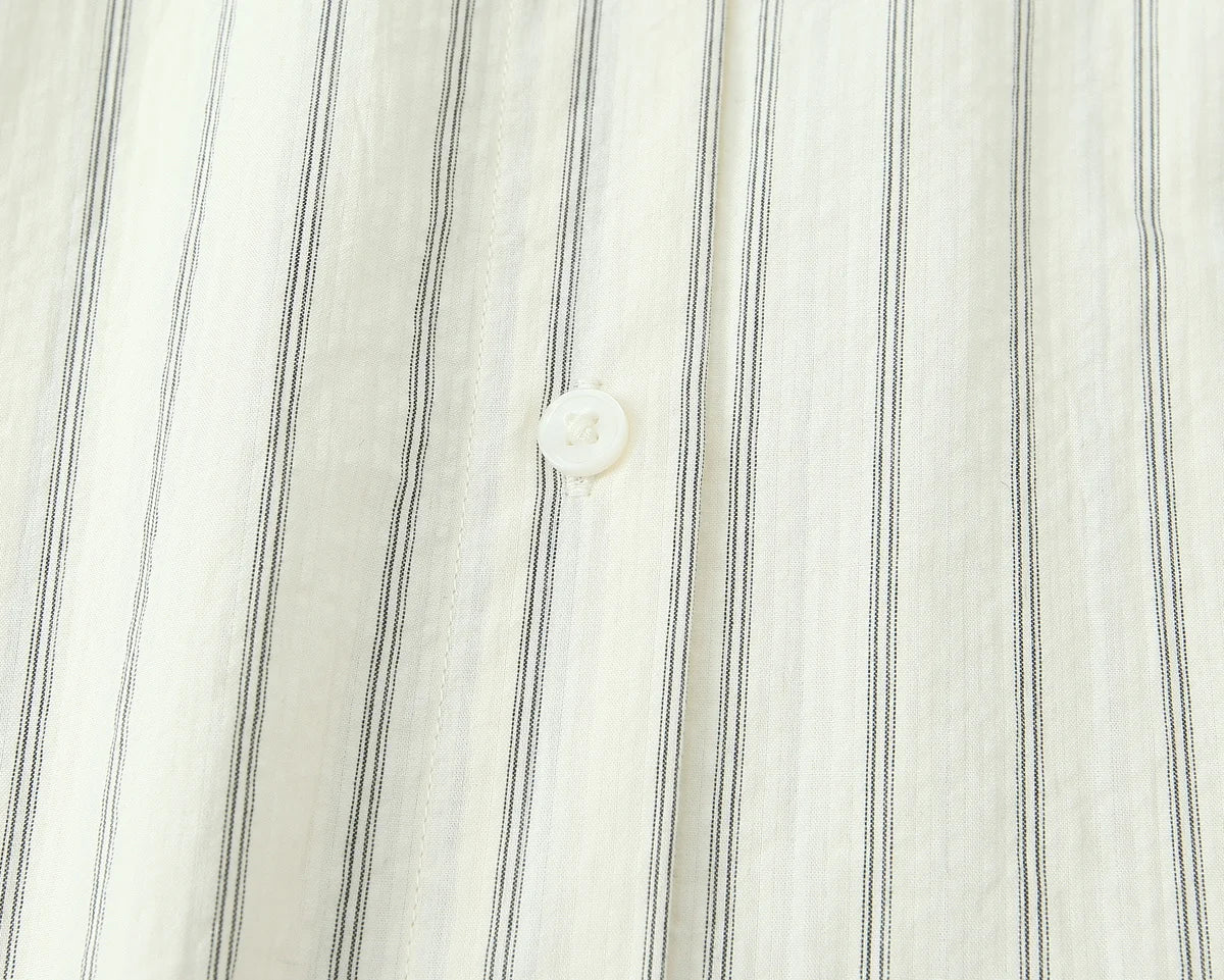 2025 Autumn Women’s Loose Striped Tie Lapel Long-Sleeved Shirt – Casual Fashion Versatile Top 🍂✨