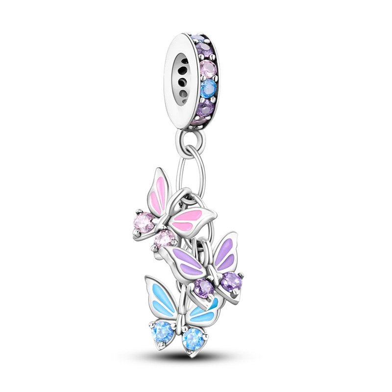925 Sterling Silver Family Butterfly & Airplane Dangle Beads | Fit Original Charm Bracelets | DIY Women Jewelry Making