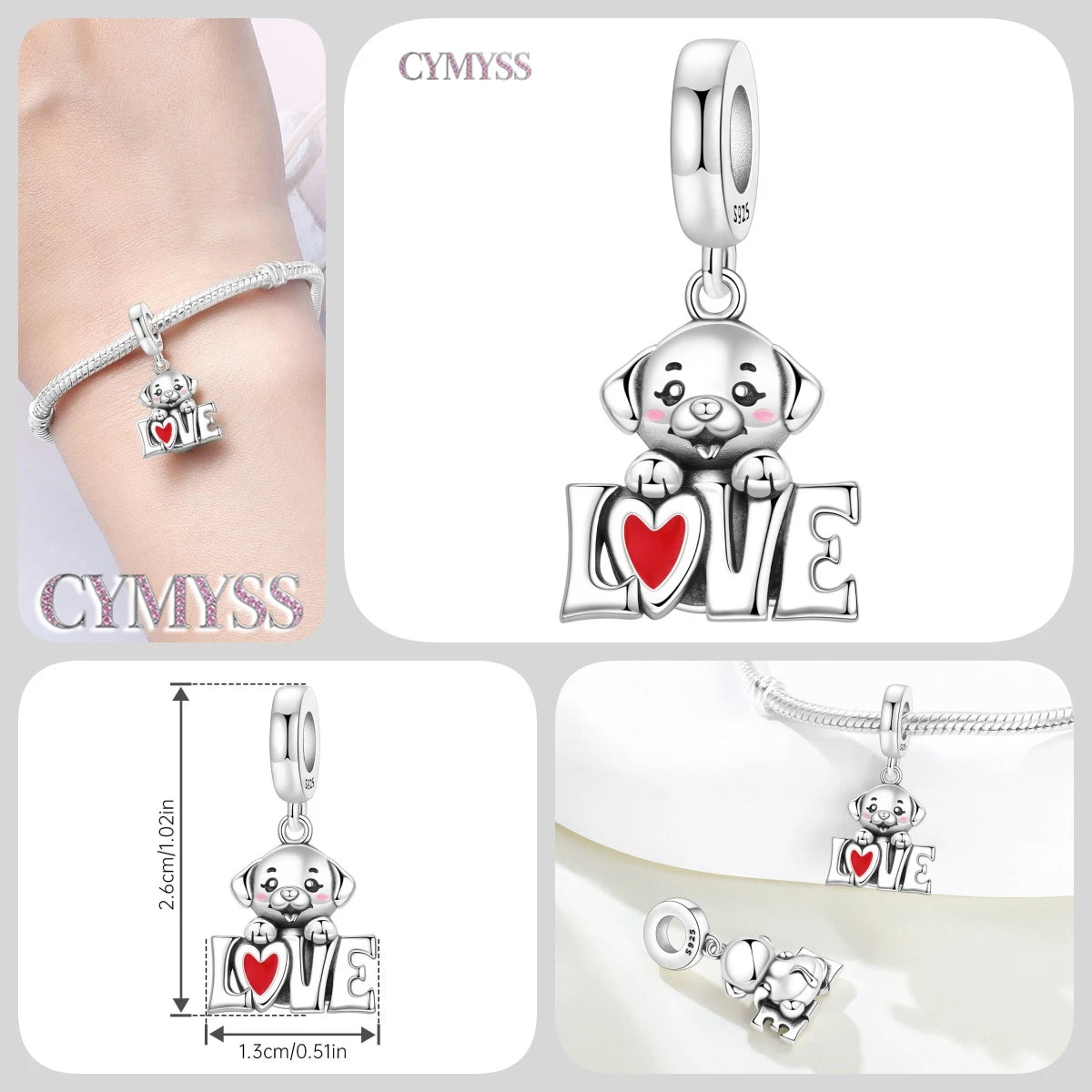 Hot Sale 925 Sterling Silver Dog & Cat Pet Charms | Cute Animal Pendant for Women Bracelet & Necklace DIY Jewelry Gift