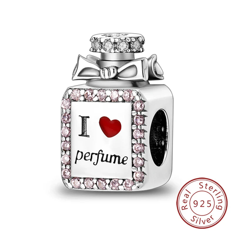 925 Sterling Silver Ballet Shoes & Perfume Bottle Charms | Bow Beads Fit Original Bracelet Pendant DIY Fine Jewelry for Women