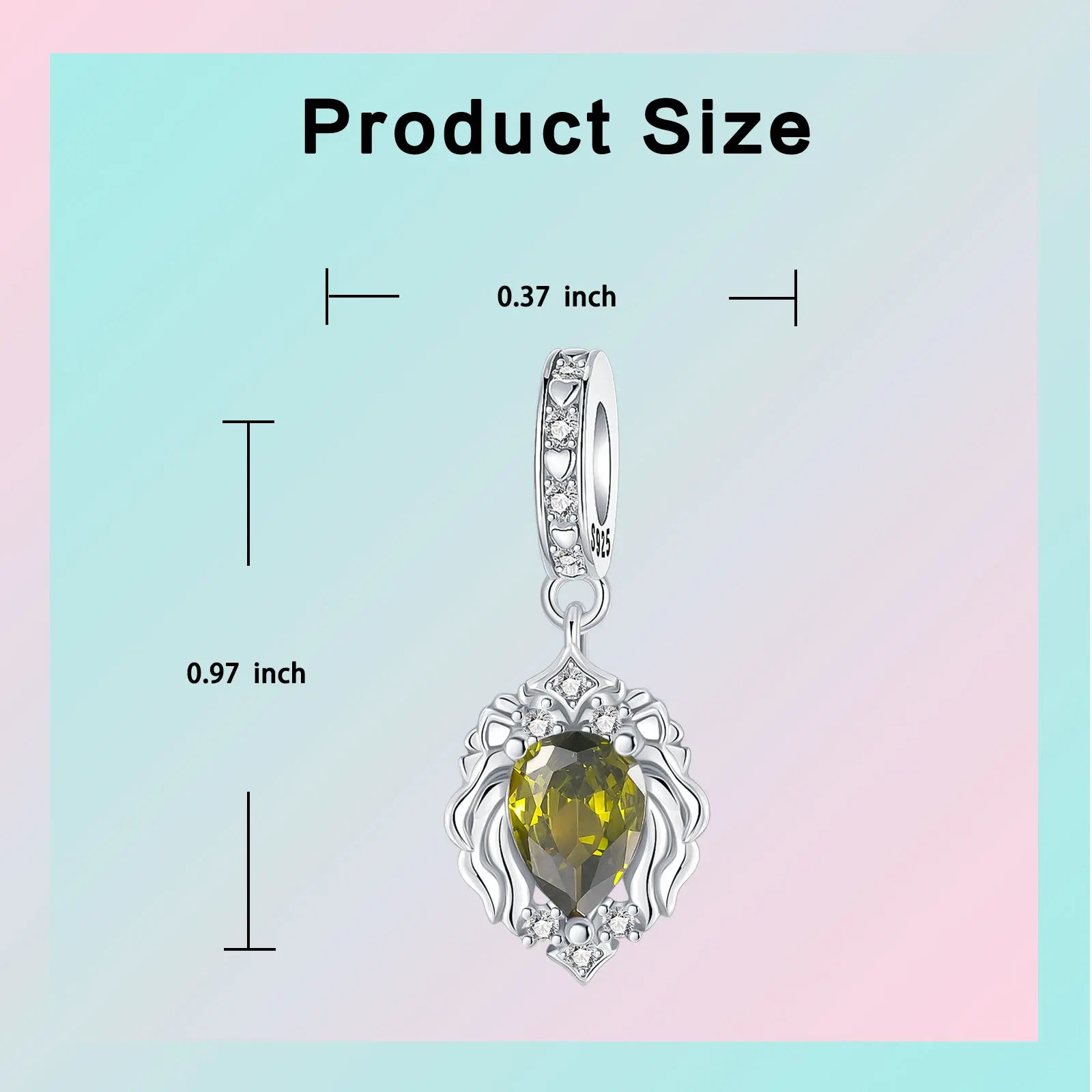 925 Sterling Silver Birthstone Love Pendant Charm | January–December Zircon Bead for Bracelet & Necklace DIY Jewelry Gift