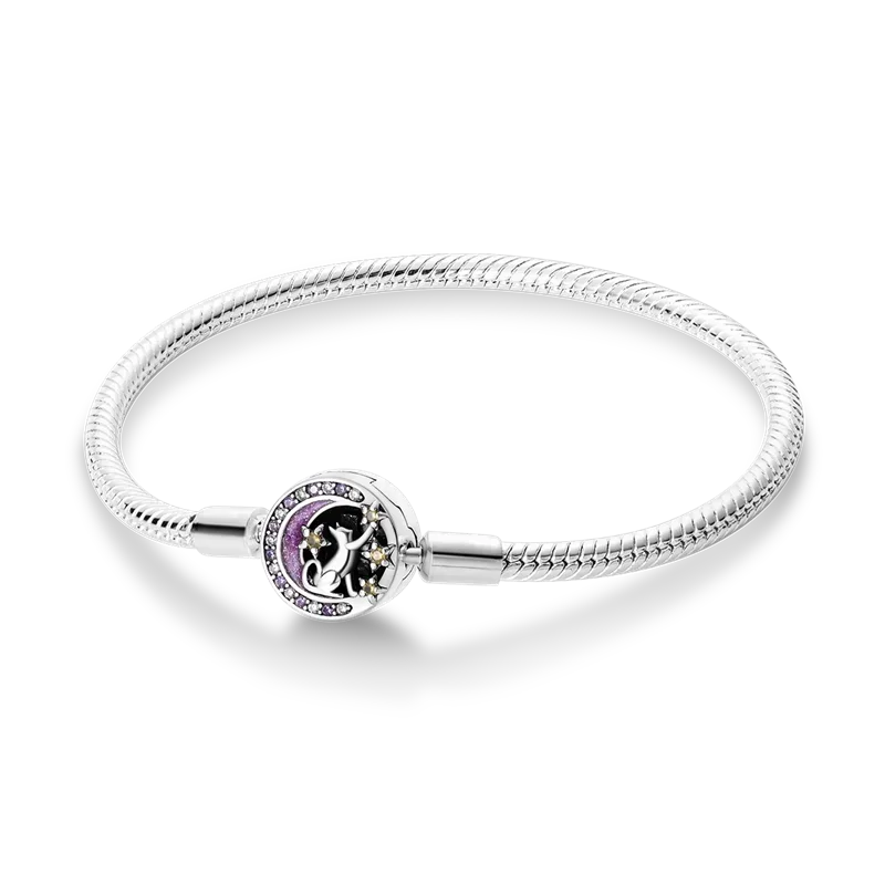 925 Silver Bracelet 17–20CM with Butterfly, Flower, Cat, Shell, Moon & Starfish Charms – DIY Birthday Jewelry Gift