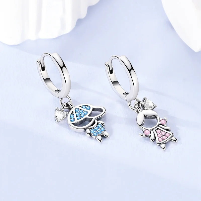 New Original 925 Sterling Silver Sweetheart Bow & Crab Ocean Earrings | Donut Zircon Round Design Women’s Fine Jewelry