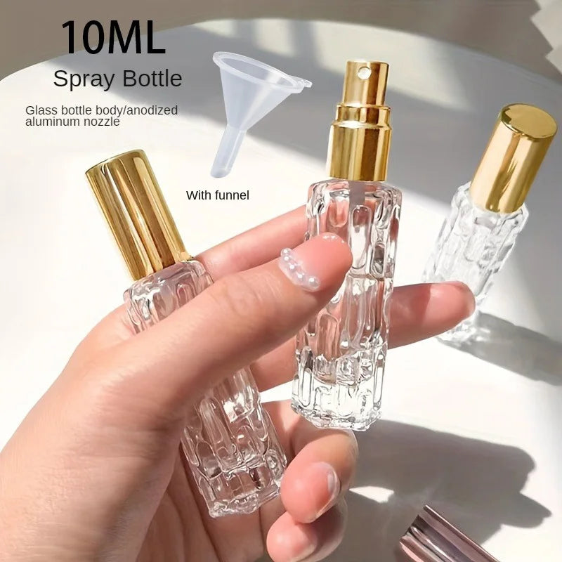 4PCS Transparent Glass Perfume Spray Bottles – Empty Refillable Mini Bottles with Lids | Portable Travel Sub-Bottles