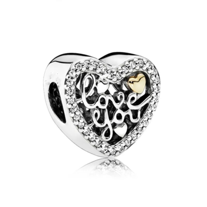 925 Sterling Silver Monkey, Dog Paw & Heart Mom Charm | Fits Original European Bracelet DIY Jewelry Gift