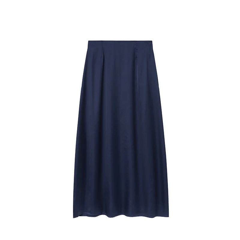 2024 Women’s Fashion Satin High Waist Midi Skirt – Stylish, Chic & Versatile Female Skirt