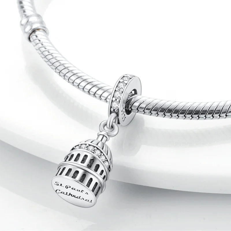 925 Sterling Silver Travel & Luggage Attractions Zircon Charm Beads | Fit Pandora Bracelet