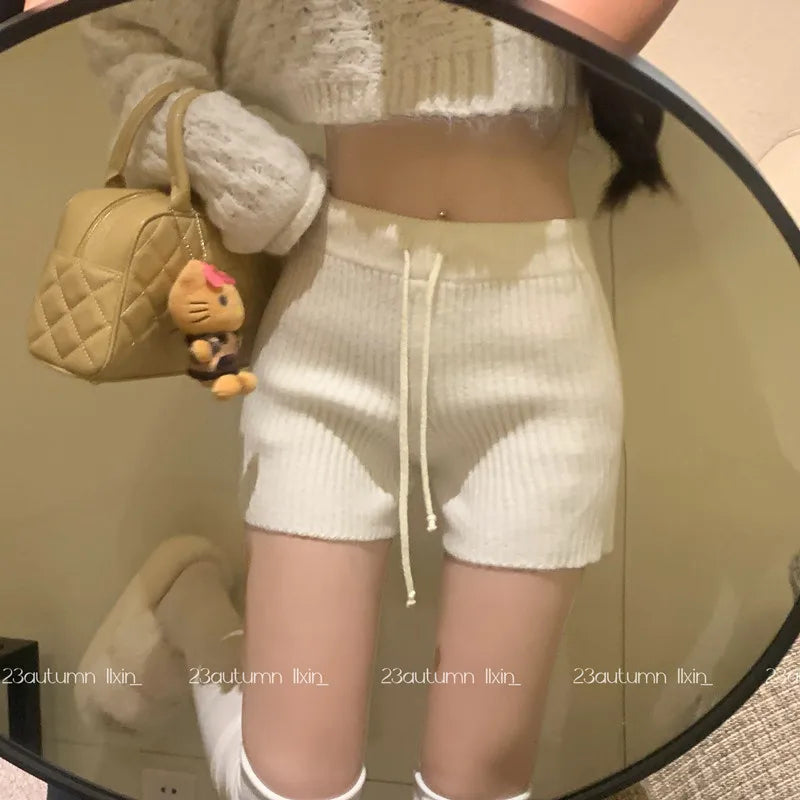 High Waist Knitted Wool Wide-Leg Pants for Women – Autumn Casual Straight Bootcut Trousers