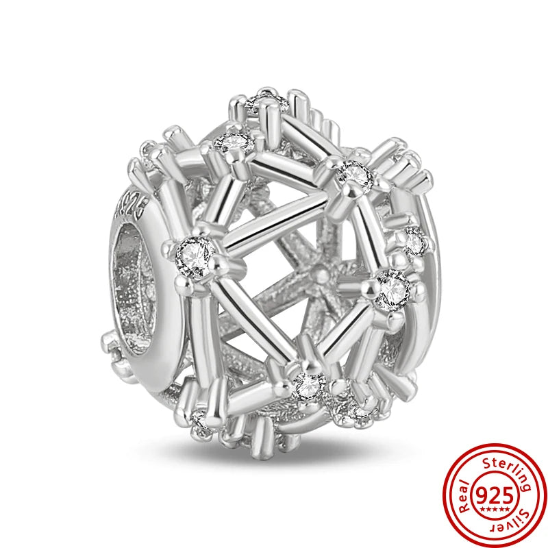 925 Sterling Silver Heart Pave Zircon Family Tree Charm | Fits Original Bracelet Women’s Luxury Jewelry Gift