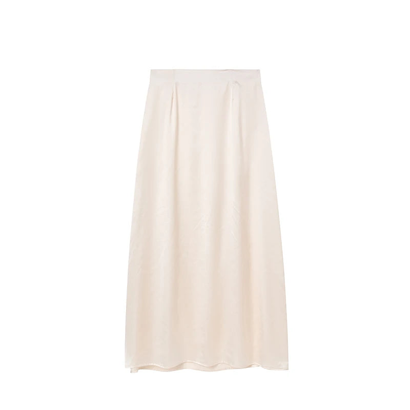 2024 Women’s Fashion Satin High Waist Midi Skirt – Stylish, Chic & Versatile Female Skirt