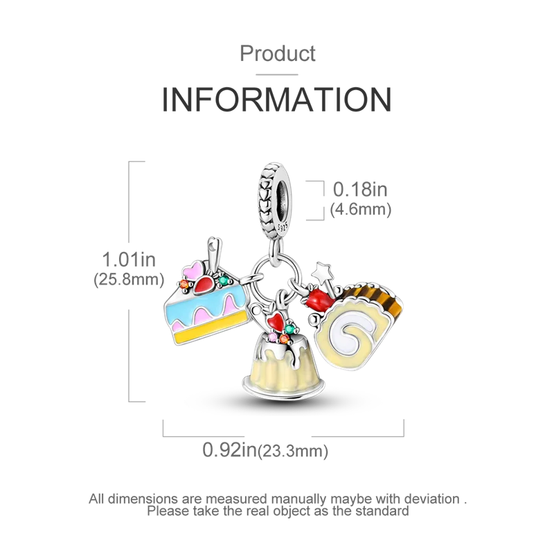 925 Sterling Silver Chocolate & Coffee Charm Beads | Fits Original Pandora Bracelet | DIY Jewelry Souvenir Gift