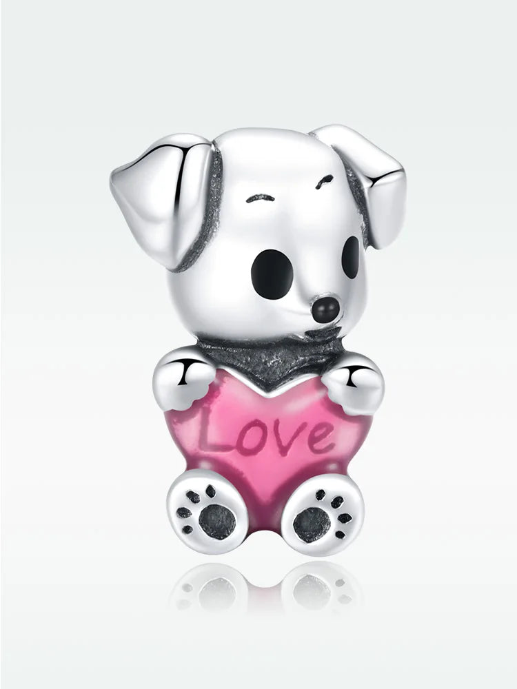 WOSTU 925 Sterling Silver Pet Dog Charm Pomeranian Yorkshire Terrier Pendant for Women Bracelet