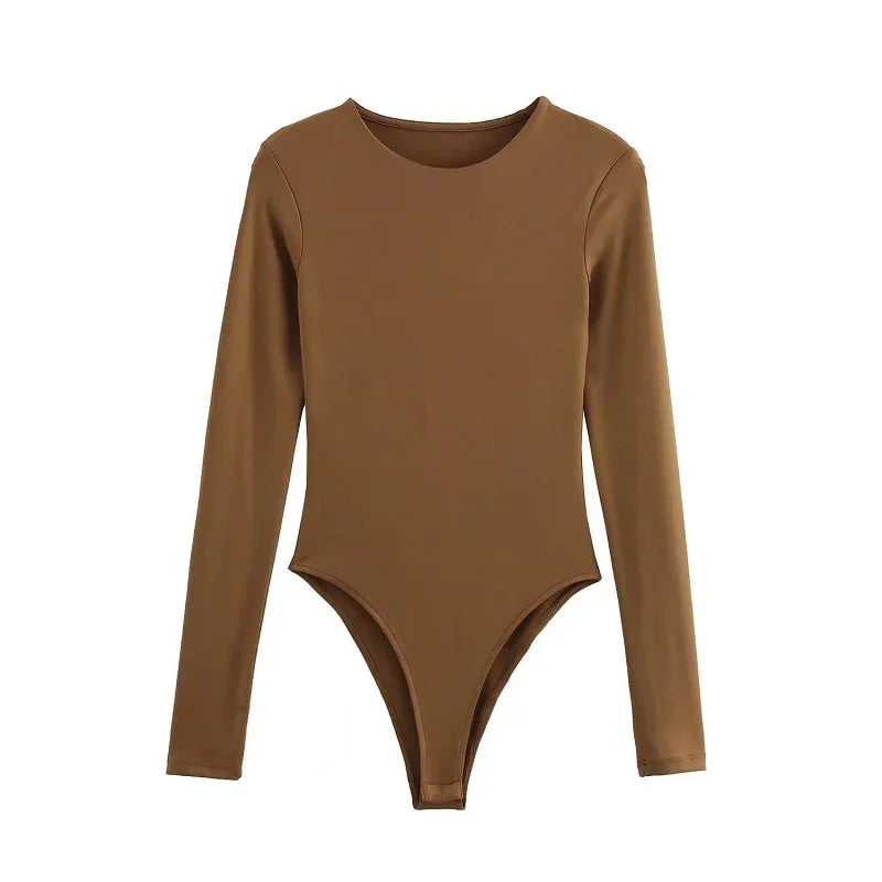 2025 MUJER Black Bustier Bodysuit for Women | Sexy Long Sleeve One-Piece Summer Top