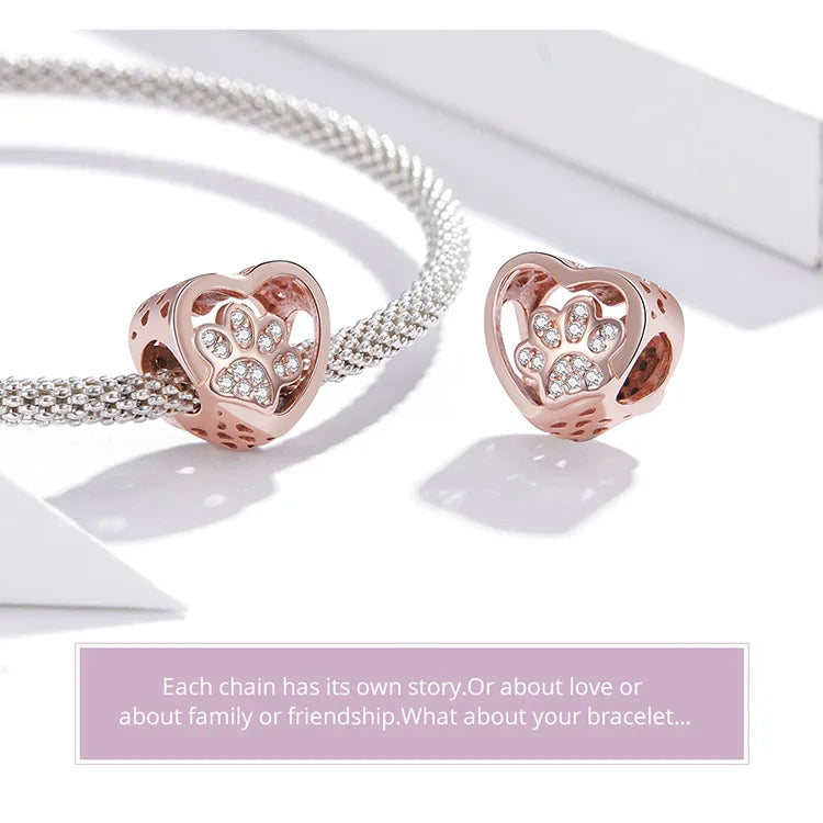 BISAER 925 Sterling Silver Dog Charm | Cute Dachshund Pet Bead Pendant for Women’s DIY Bracelet Jewelry