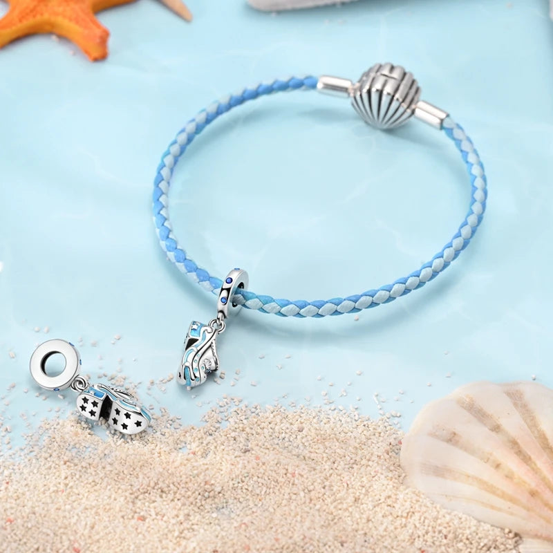 New Summer Ocean Silver Plated Sea Turtle & Starfish Shell Charm | DIY Bracelet Jewelry for Women