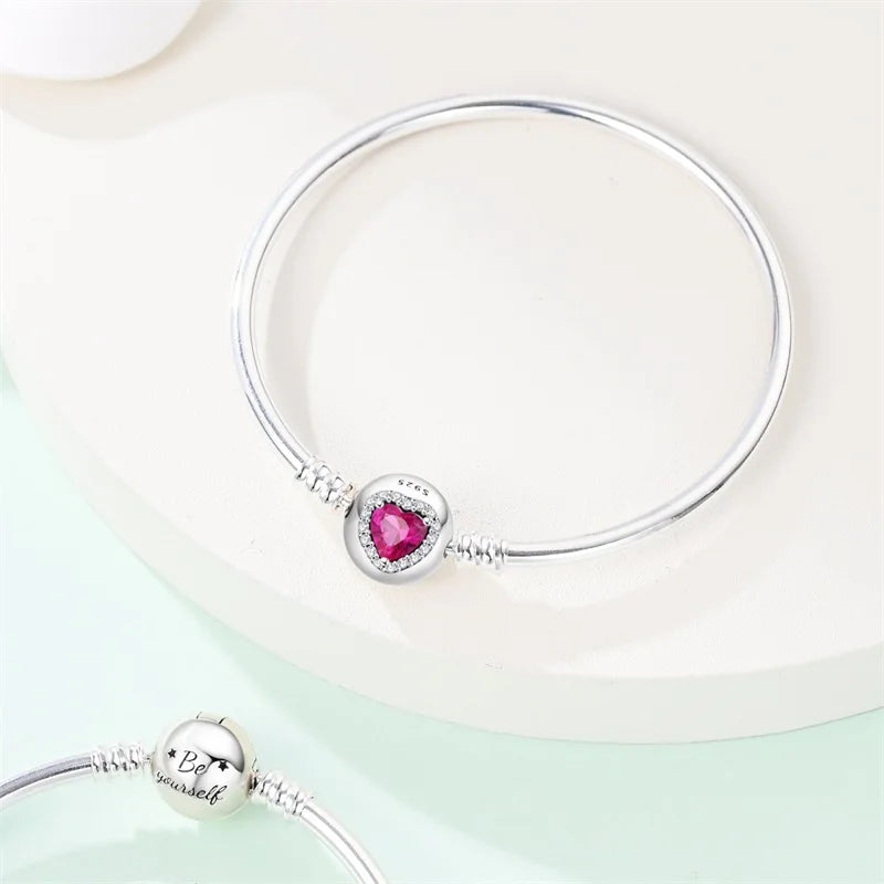 925 Sterling Silver Rainbow Leather Braided Bracelet | Eternal Love Stars & Moon Charm – DIY Women’s Beaded Jewelry Gift