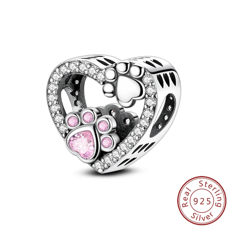 New Love Heart Shaped 925 Sterling Silver Charms – Family & Friendship Charm Beads Fit Original Bracelets for Women