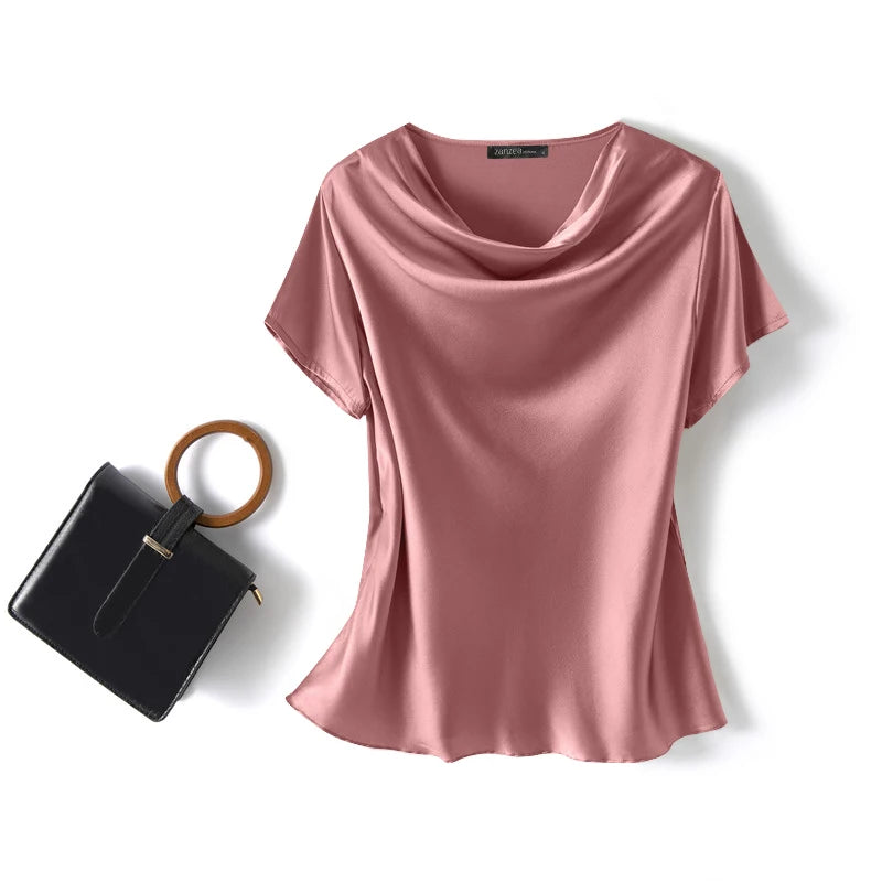 Women’s Summer ZANZEA Satin Blouse 2024 – Short Sleeve O-Neck Oversized Tunic 👚☀️