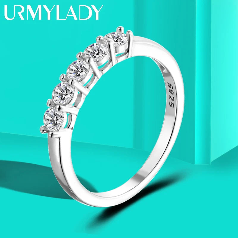 URMYLADY 0.5CT Moissanite Ring for Women – 925 Sterling Silver Wedding Band Stackable White Gold Ring