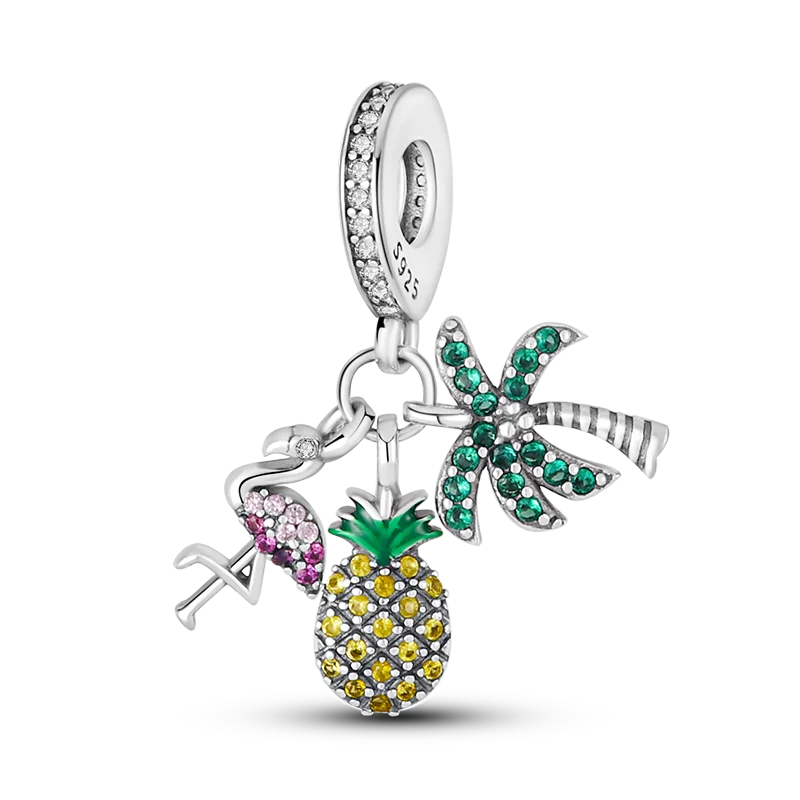 925 Sterling Silver Summer Ocean Collection Charms | Dangle Beads for Women Lover DIY Fine Jewelry Gift