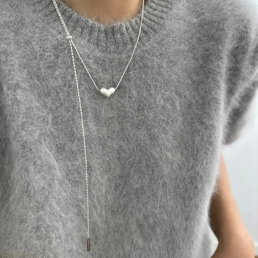 925 Sterling Silver Heart Pendant Necklace | Adjustable Love Choker for Women & Girls, Elegant Jewelry Gift