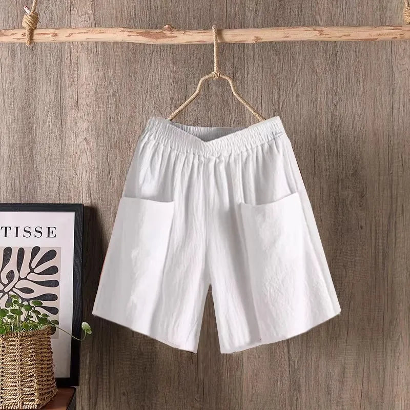 Slimming Straight Leg Cotton Linen Harem Pants – High Waist Casual Summer Trousers Women Loose Fit