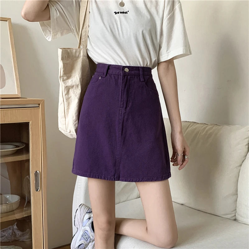Women’s High Waist A-Line Denim Skirt | Slimming Bodycon Short Skirt Korean Style 2025