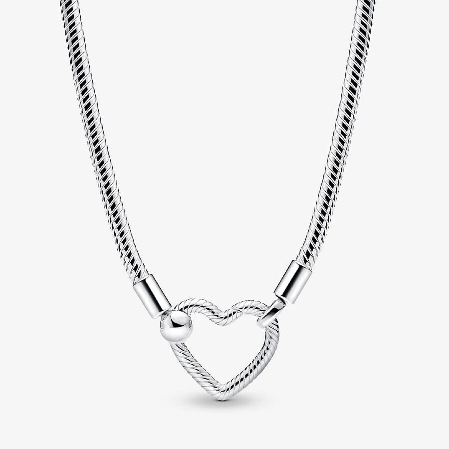 925 Silver Shining Round Double Ring & Heart-Shaped Cuban Tennis Necklace – DIY Charm Jewelry for Women