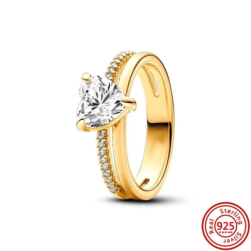 2025 925 Pure Silver Crown Sparkling Zircon Charm Ring for Women | Fashion Jewelry Anniversary Gift