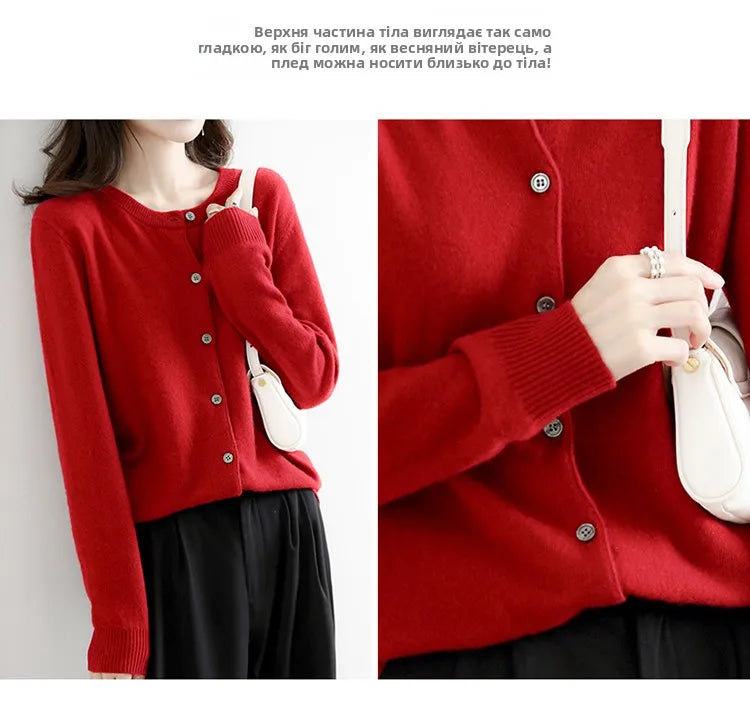 Off-Season Knitted Open Cardigan – Women’s Loose Round Neck Outerwear | Large Size Sweater for Spring & Autumn