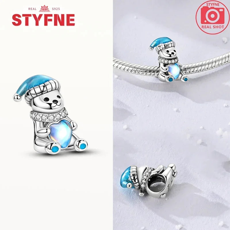 925 Sterling Silver Winter Snowman & Snowflake Charm Beads – Fits Original Bracelet DIY Fine Jewelry Gift for Women