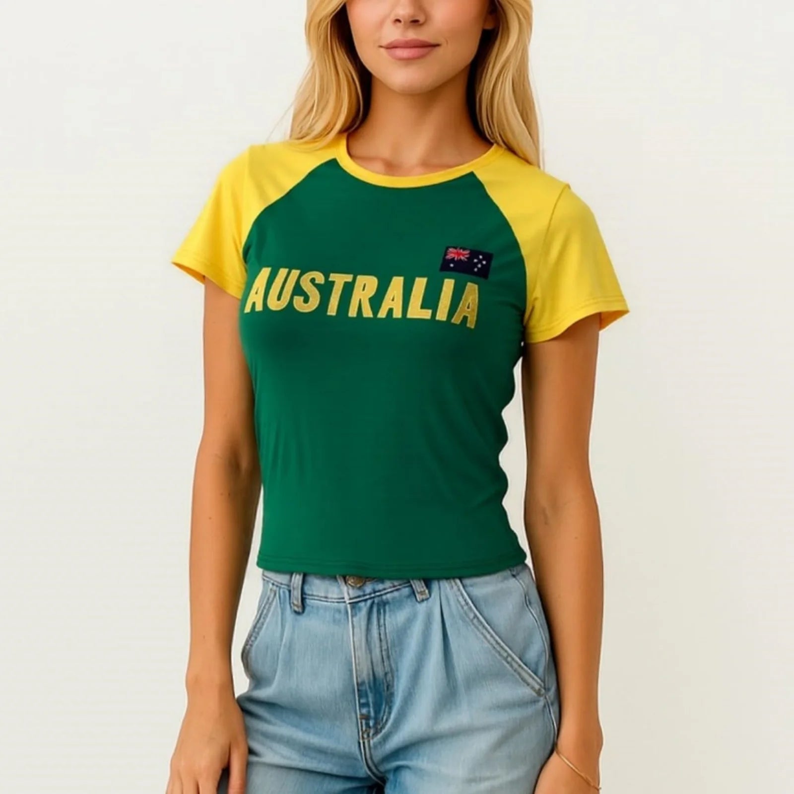 Y2K Colombia Print Punk Grunge Patchwork T-Shirt – Women’s Slim Sexy Crop Top Streetwear