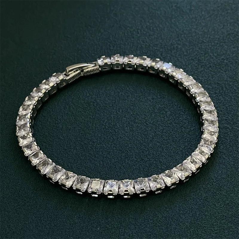 925 Sterling Silver 5MM White Zircon Bracelet | Women’s Fashion Jewelry